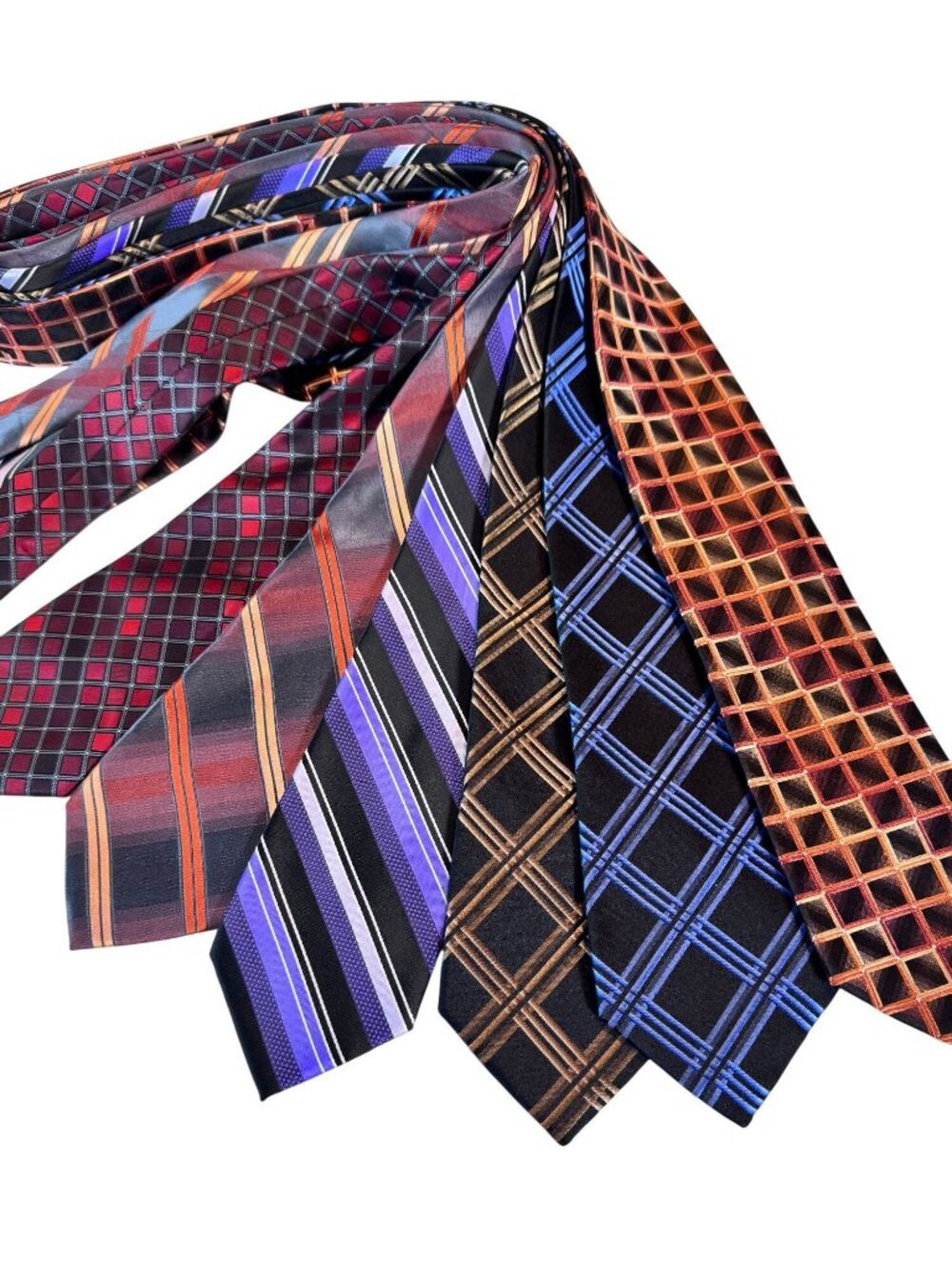 Lot of 6 Arrow Classic Neckties Silk and Polyester Geometric Striped Patterns